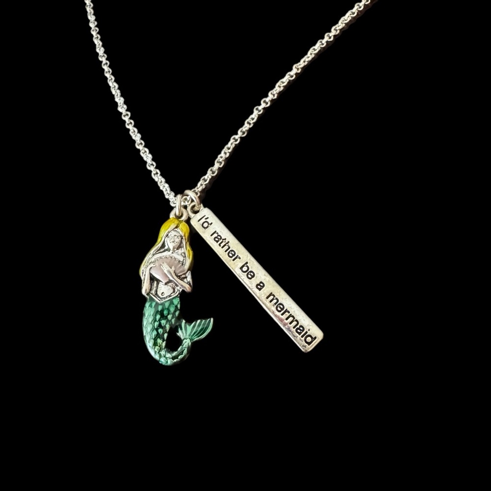 Mermaid Pendant Necklace with Silver Chain - Picture 2 of 4